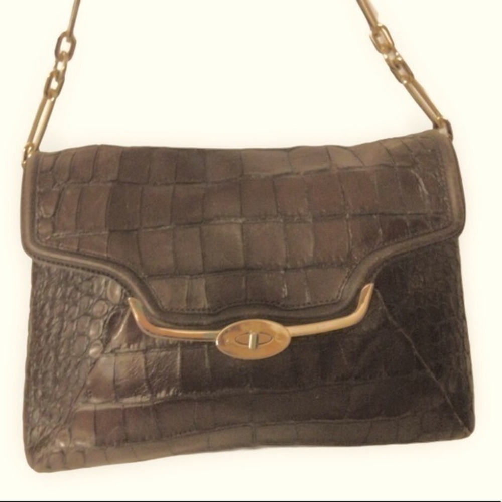 coach Madison brown embossed leather envelope bag